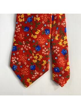 FACONNABLE Red Blue Yellow Floral Silk Tie